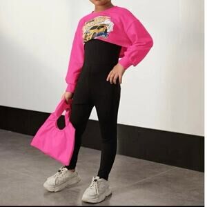 Shein Girls Pink Cropped Sweatshirt sz 10